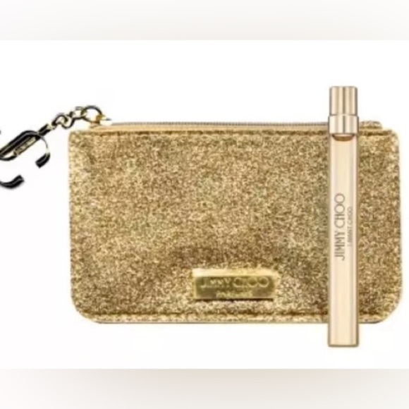 Jimmy Choo Gold Glitter Clutch - Picture 1 of 4
